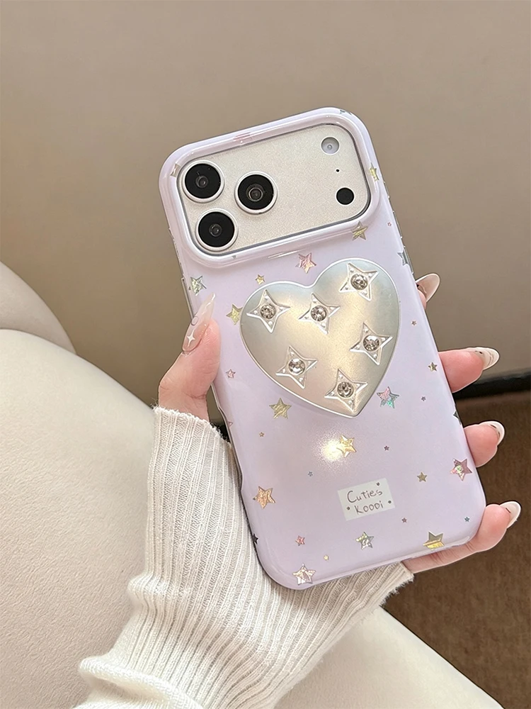 Фото Чехол для телефона Ins Korean Full Screen Starry Sky с блестками и держателем для iPhone 17 16 15 14 13 Pro Max №3
