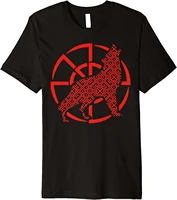 double kolovrat slavic god symbol with fearless wolf men t shirt short casual 100 cotton shirts