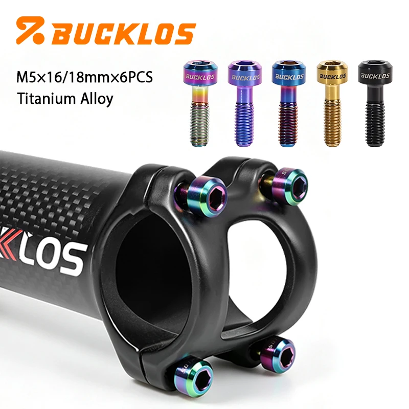 Фото Цветные титановые болты для выноса руля BUCKLOS M5x16 мм, 18 мм, легкие, с шестигранной головкой, для велосипедов MTB и шоссейных велосипедов. №1