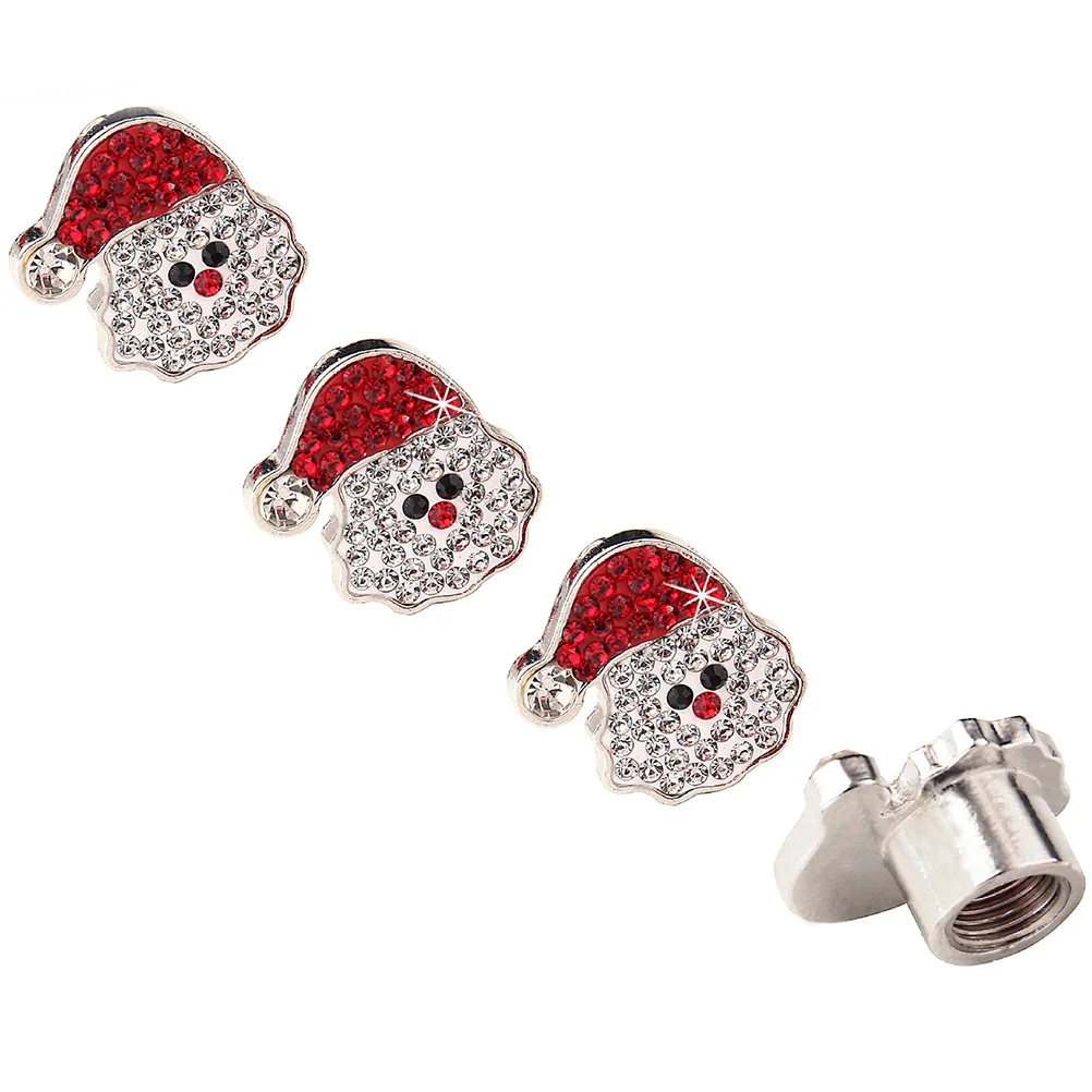 

4 Pcs Christmas Valve Cap Accessory Santa Tire Cover Xmas Auto Stem Automobile Bracelet