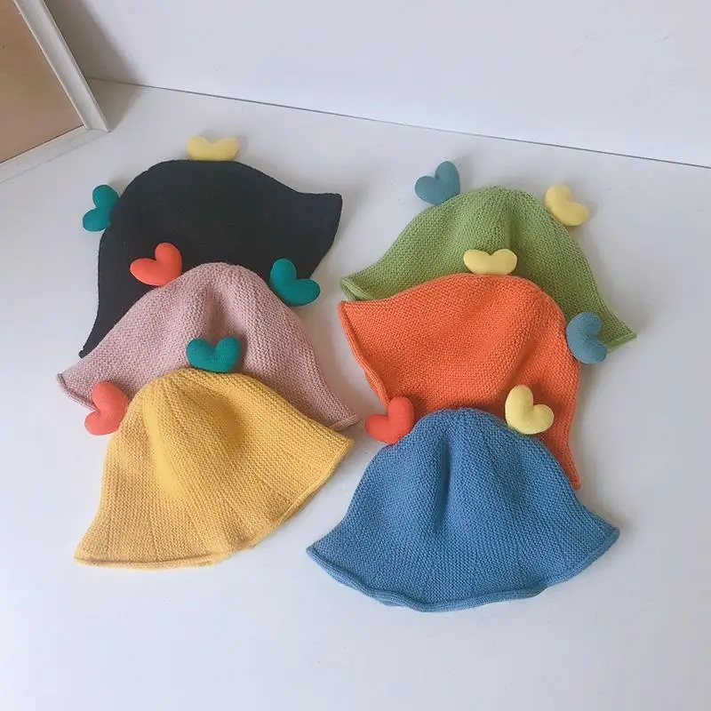 

Korean Kawaii Children Bucket Hats Soft Wool Candy Color Beanies Baby Caps for Boys Girls Cap Winter for Kids Outdoor Warm Hats
