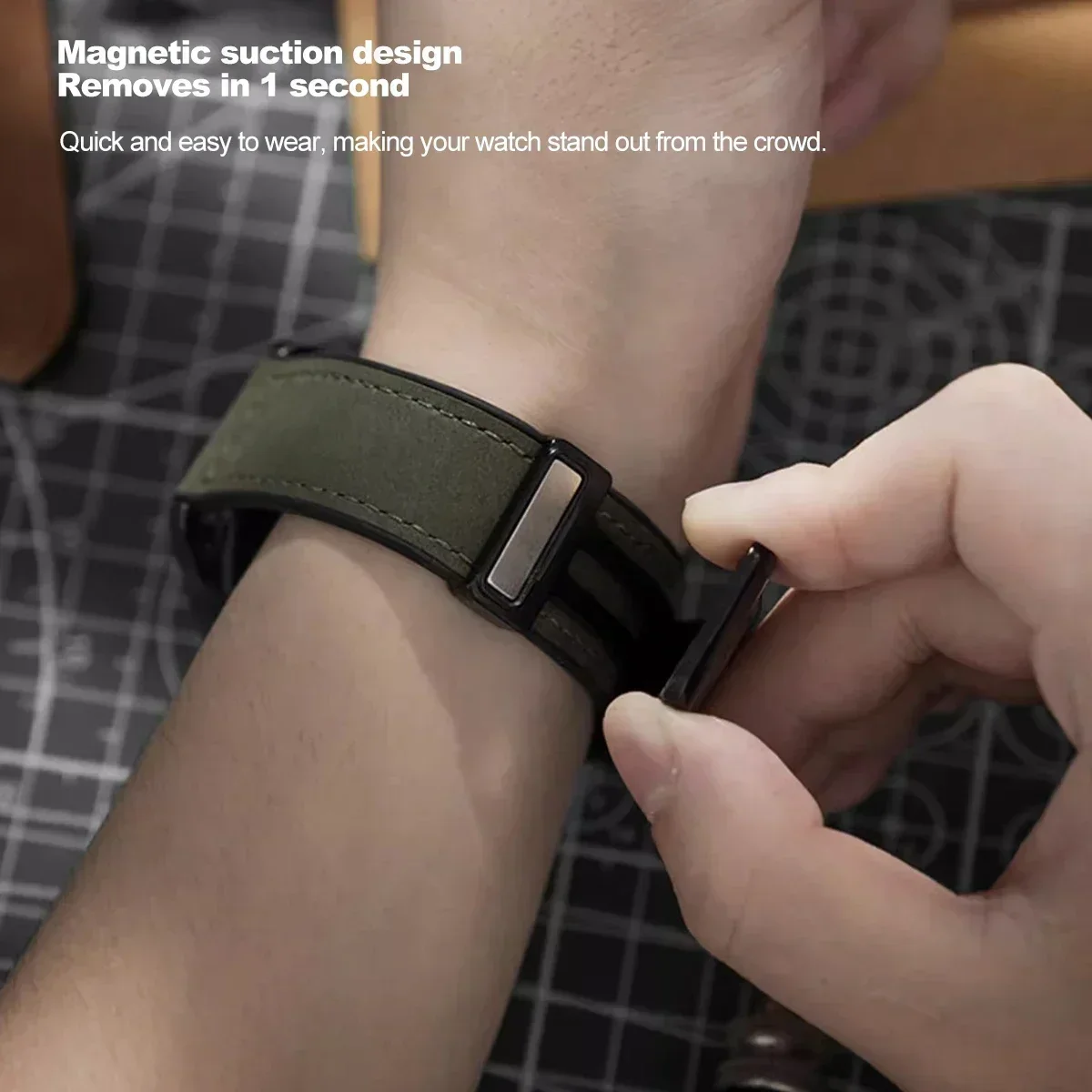 Кожаный Ремешок Для Часов Samsung Galaxy Watch 6 5 4 Active 2 Gear S3 Huawei GT4 3 20 Мм/22 Мм С Магнитной