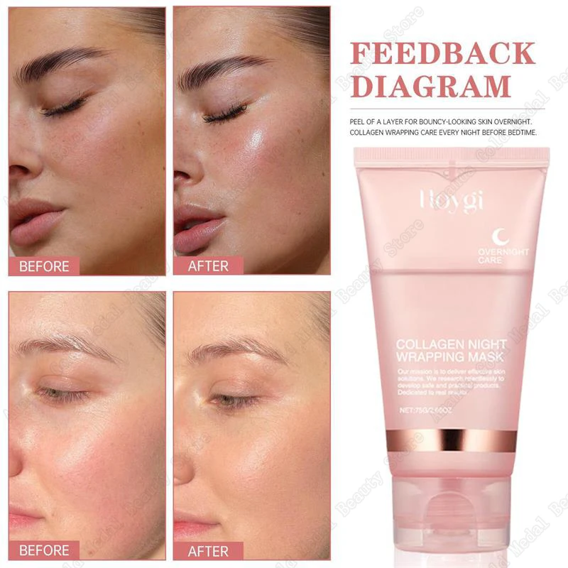 Ночная коллагеновая упаковочная маска омоложение увлажняющая осветляющая
