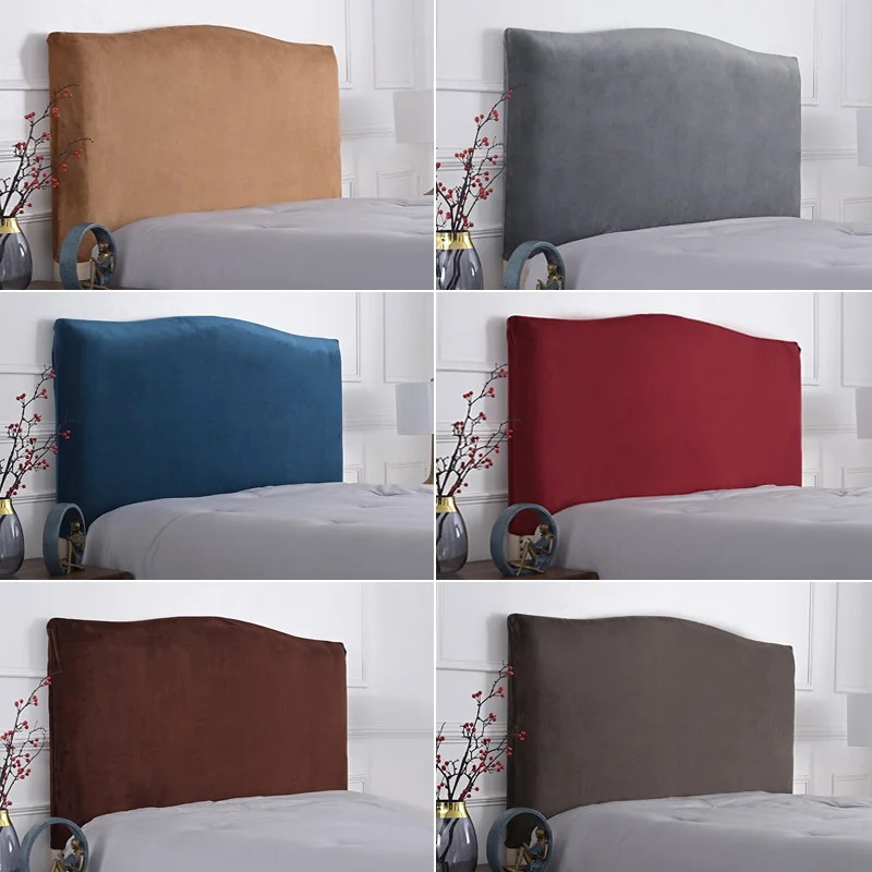 

Solid Color Bed Head Cover Velvet Headboard Protector Elastic Bedside Covers All-inclusive Bedhead Dustcover Removable