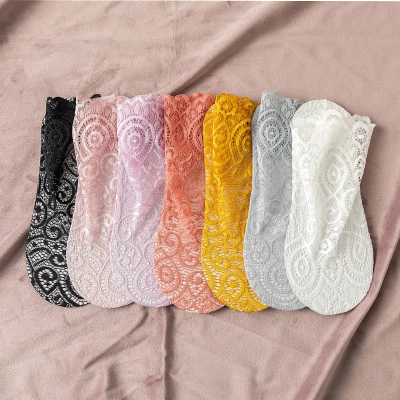 Fashion Antiskid Woman Girl Transparent Silk Cotton Floral Design Thin Lace Mesh Ankle Socks Cute Socks  Printed Socks