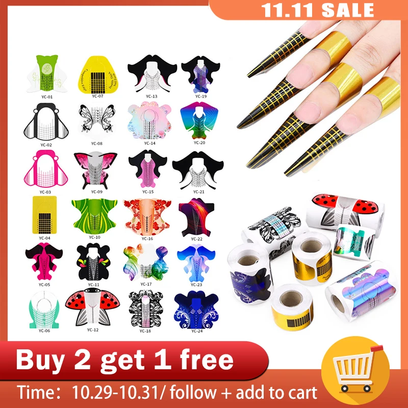 

100Pcs/Lot Nail Art Tools Nail Forms Extension Sticker UV Gel Building Self-Adhesive Manicure Guide Salon Accessories