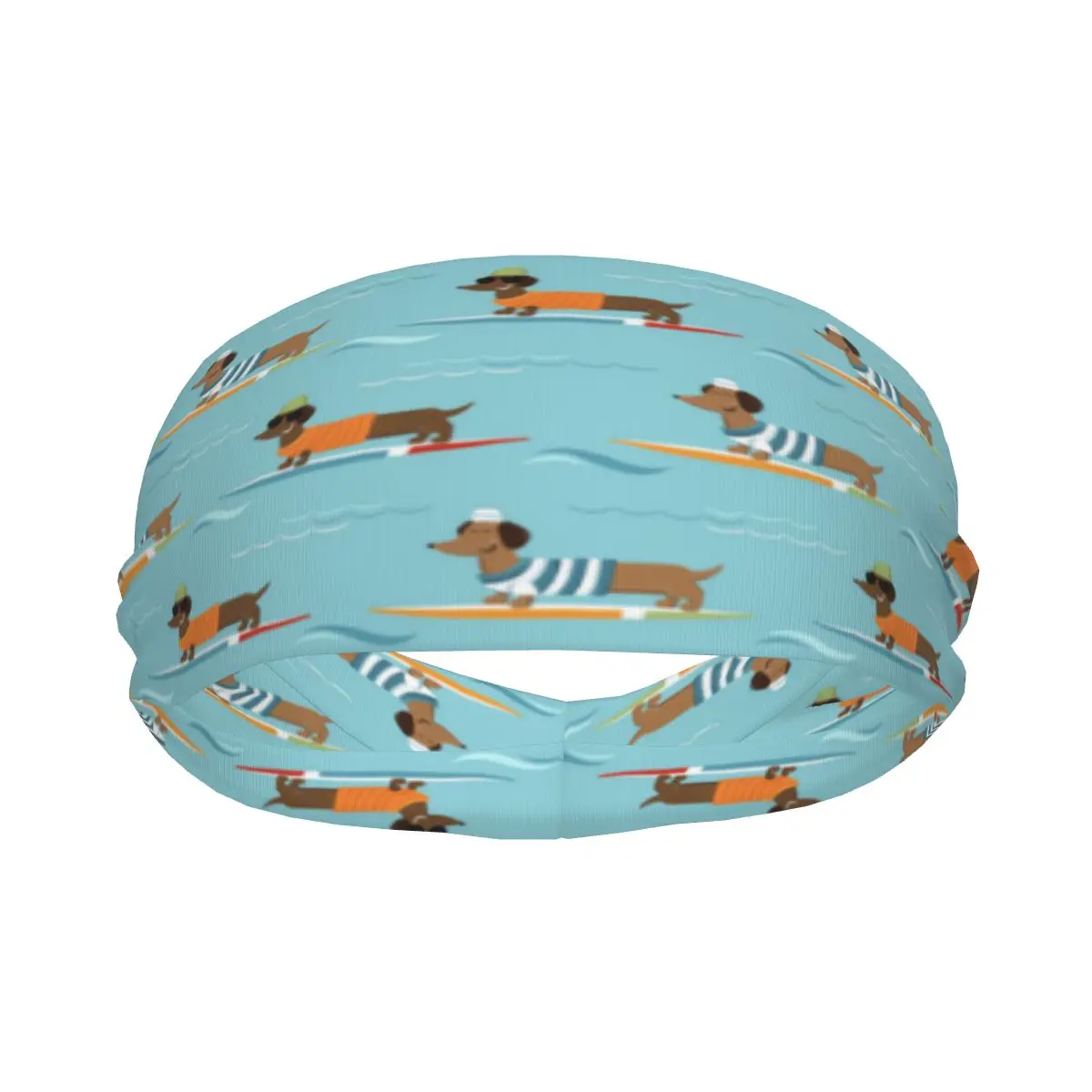 

Headband Cheerful Dachshund Dogs Surfing The Waves Headwrap Hairband for Tennis Gym Fitness Headwear Hair Accessories