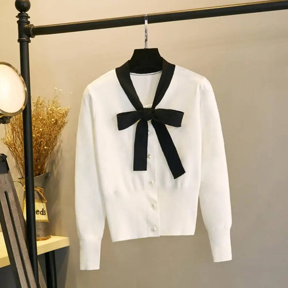 

woman sweaters Autumn Women Long Sleeve Neck Tie Bowknot Knit Blouse Buttons Sweater Pullover Knitted Sweater Women свитер 2020