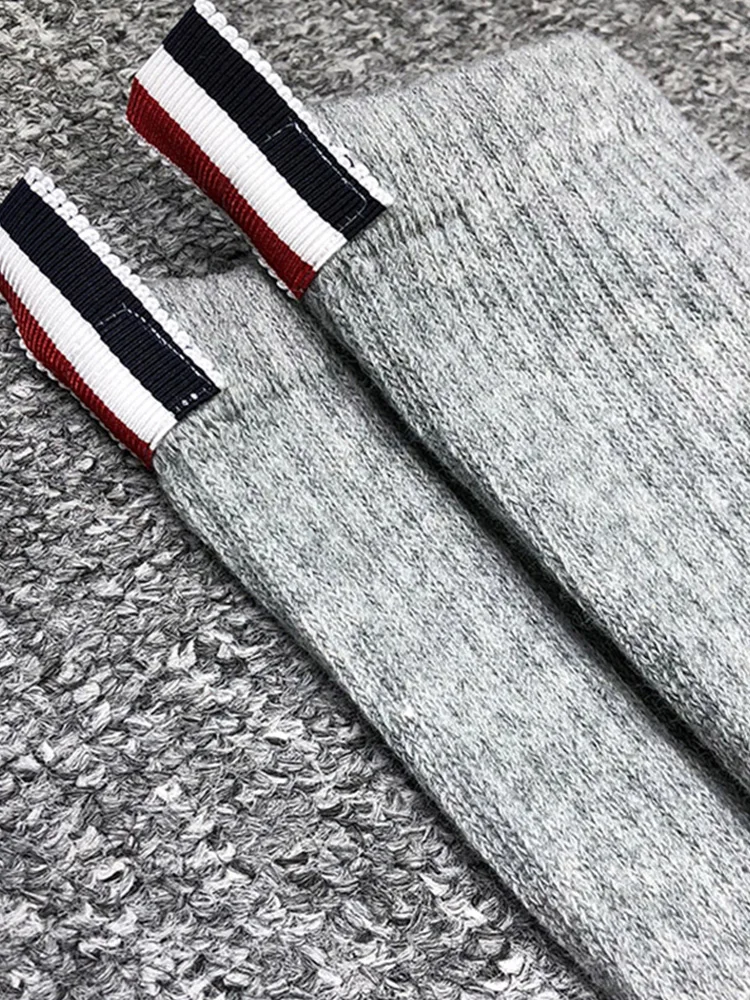 3 pairs of tb socks men and women in the tube socks thickened warm cotton socks autumn and winter long socks pure cotton