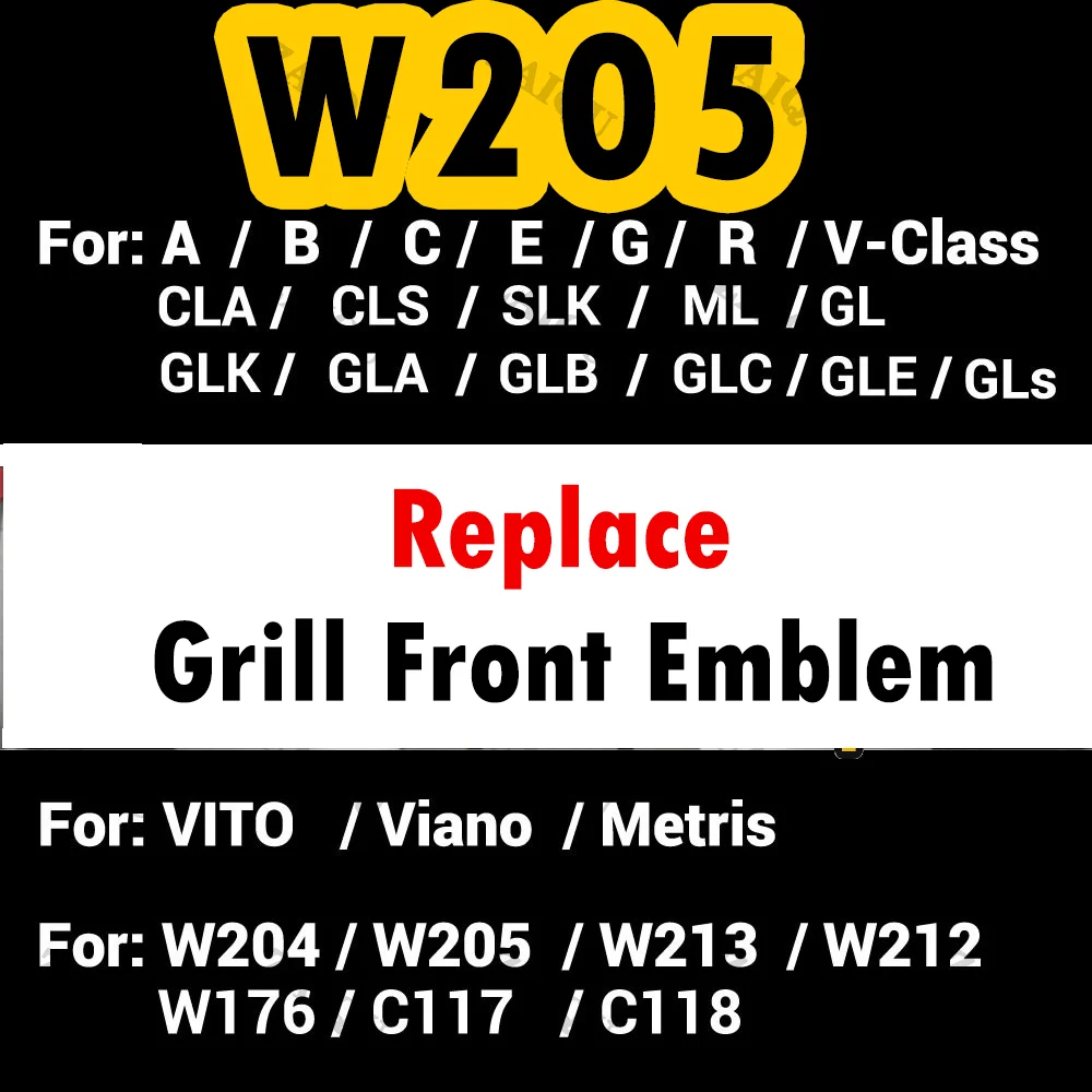 

3D Mirror Logo Grills Badge Front Emblem For mercedes A B C E G Class W205 W212 W213 W204 W176 W246 W177 ML GLA CLA GLC GLE C117