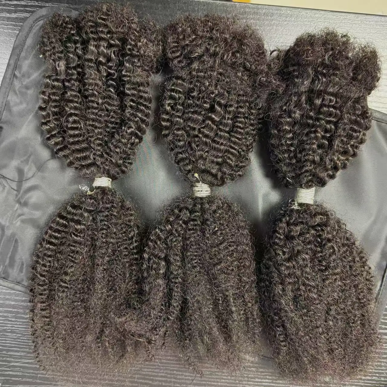 Фото Пучки человеческих волос для Locs Braids 4C Afro Kinky Curly Bulk Extension Braid 16Inch Raw Virgin Hair Необработанные объемные волосы без утка №3