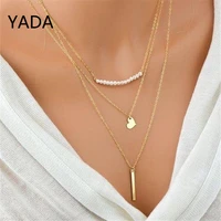 yada new trendy multi layer love pendant necklace for women pearl female long sweater chain necklaces girls jewelry se220003