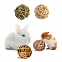 natural material rabbit hamster activity chew toys pet chewing grass game ball small animal toy molar for guinea pig rats lapin