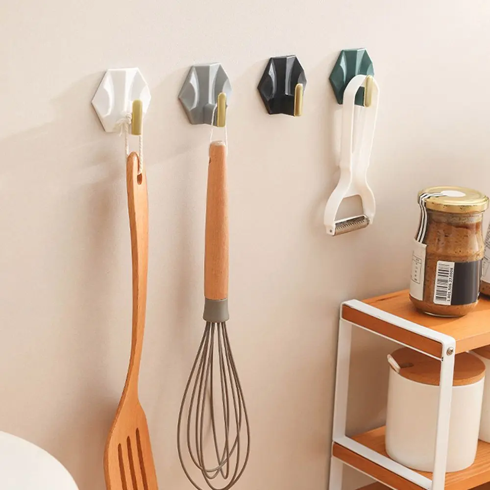 

4PCS/Set Kitchen/Bathroom Towel Rack Wall Mounted Self Adhesive Storage Racks Robe Coat Hooks Shower Hook Wall Hangers