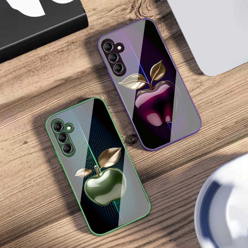 Фото Чехол для телефона Samsung Galaxy A14 4G 20 30 52 20S 21S 22 32 33 34 42 50 51 53 54 70 71 72 73 5G из стекла с градиентным полосатым дизайном, цвет яблочная роза №4