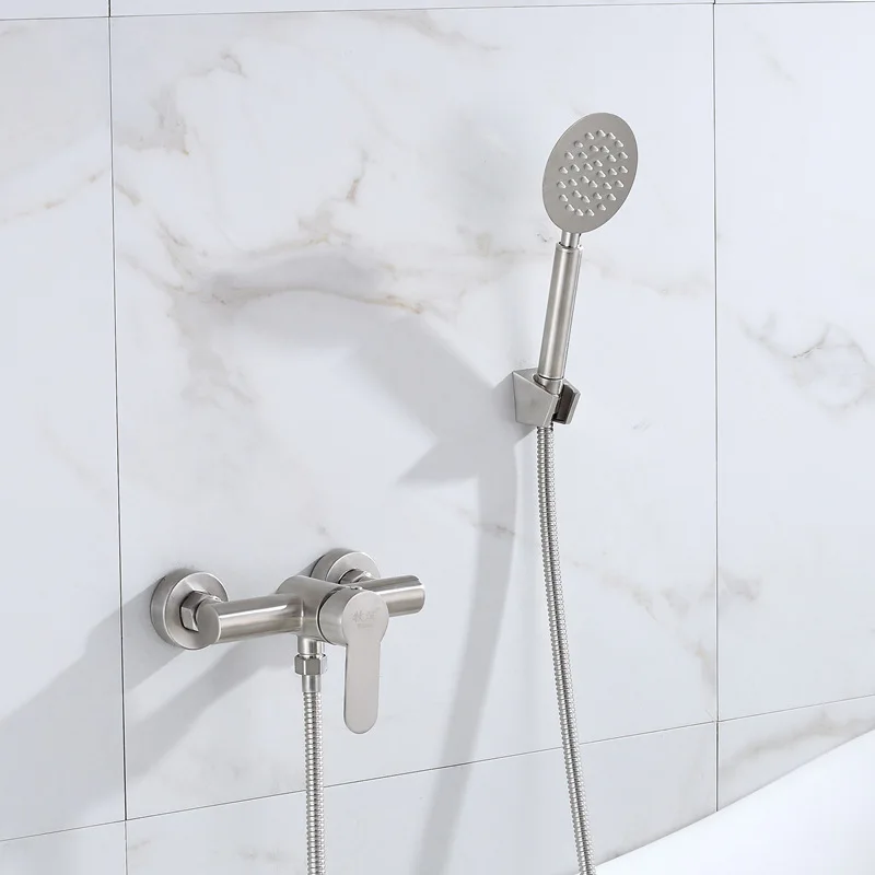 

Wall Mounted Brushed Gold Bathtub Faucets With Hand Shower Set Bathroom Shower Faucet Hot Cold Mixer Shower Kit