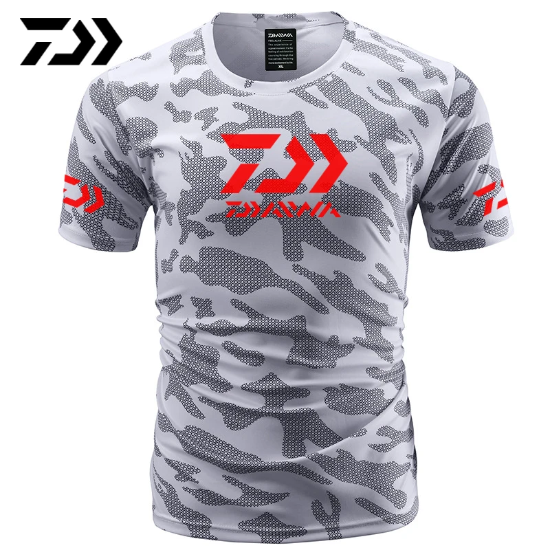 Summer  Clothing for Fishing Camouflage Outdoor Fishing Tshirt Breathable Letter Short Sleeve Top Sport Quality Fishing Tee