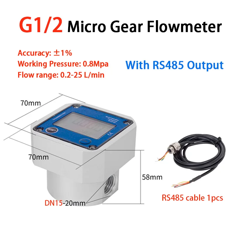 

K24 Микротурбинный расходомер RS485 G1/2 G1/4 Цифровые расходомеры жидкости DN8 DN15 DN20 Датчик расхода воды, масла, дизеля
