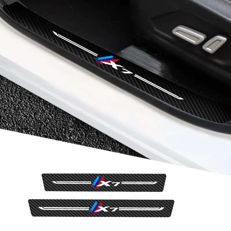 

4Pcs Car Stickers Anti Scratch Door Sill Protector For BMW X7 2009-2020 2021 Car Threshold Protection Carbon Fiber Car Stylin
