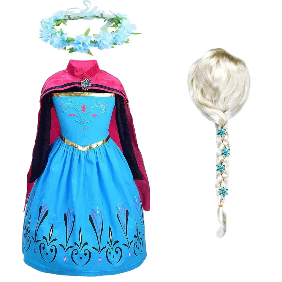 

Children Elsa Gown Kids Dance Red Cloak Costume Little Girls Frozen Halloween Fancy Clothes Carnival Embroidery Dress