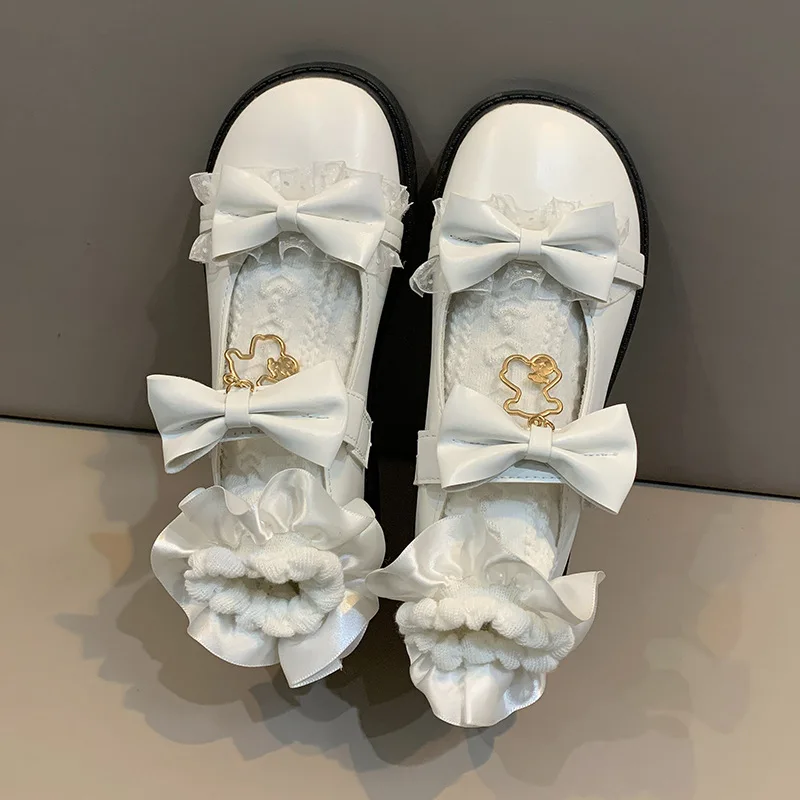 

Туфли женские летние в стиле «Лолита», Туфли Мэри Джейн, милые повседневные, на плоской подошве, с бантом, Ретро стиль
