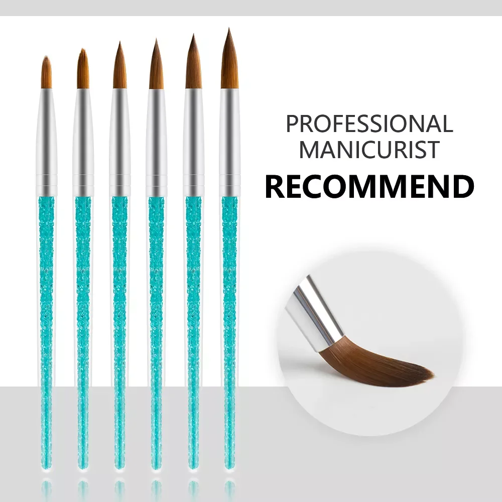 

Новинка, искусственная кисть, синяя стразы, ручка, Kolinsky, рандомный гель для ногтей, резьба, точечные инструменты для рисования