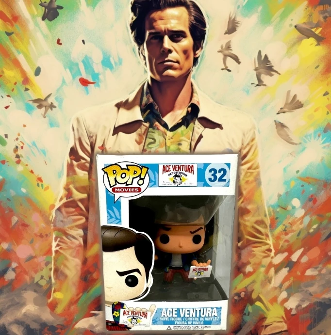 Фото Серия фильмов Funko Pop ACE VENTURA # 32-эксклюзивная виниловая фигурка домашних животных, коллекции игрушек, куклы, подарки, игрушки для детей №1