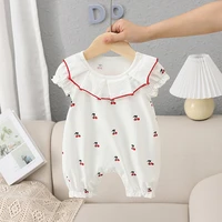 childrens clothing 2022 new baby jumpsuit small fresh cherry baby short sleeved romper