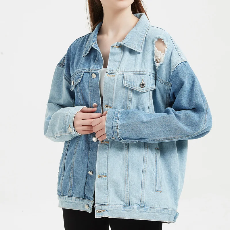 

Jean Jacket Women Denim Coat Spring 2022 New Fashion Loose Oversized Blue Jean Jacket Button Up Oversized Cardigan