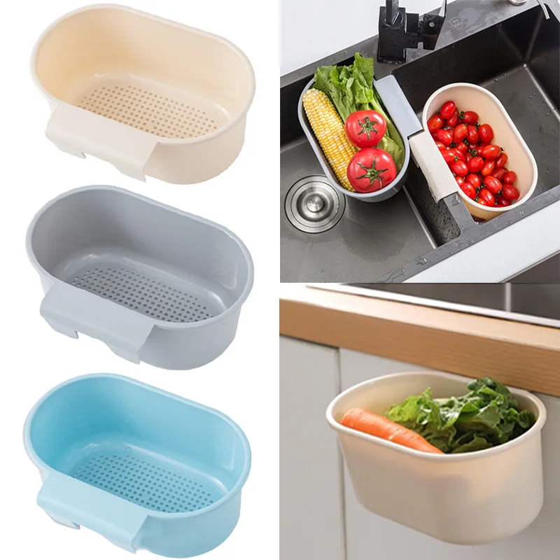 

Sink Strainer Fruit Vegetable Drainer Basket Kitchen Waste Filter Basket Sponge Hanging Basket Storage Rack Kitchen Shelf
