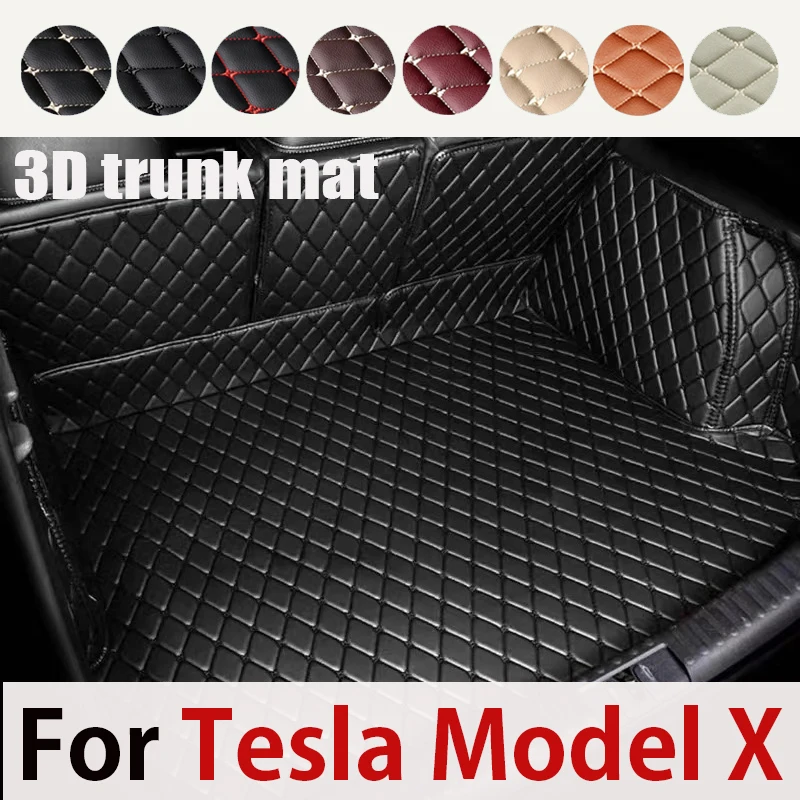 

Автомобильные коврики для Tesla Model X 2015 ~ 2022, 6 сидений, автомобильный багажник, прокладки для хранения, водонепроницаемый автомобильный коврик для багажника, аксессуары для автомобиля