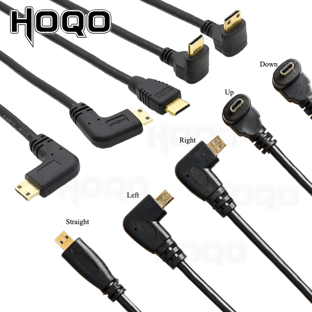 90 Degree Micro HDMI to HDMI-compatible UP/Left/Right Angle Micro HDMI Cable for Digital camera Sony a6400 GH4 tablet 50cm/150cm