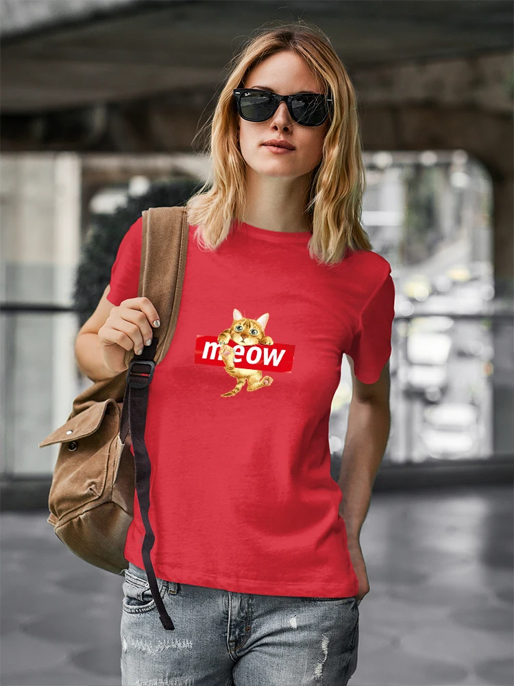 ropa эстетические мягкие топы для девочек футболка с мяу черная кошка забавная