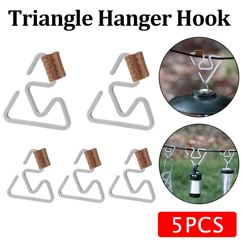 

5Pcs Triangle Hanger Hook Outdoor Tactical Gloves Safety Clip Camping Tent Light Hanger Rope Anti-lost Buckle Camping Supplies