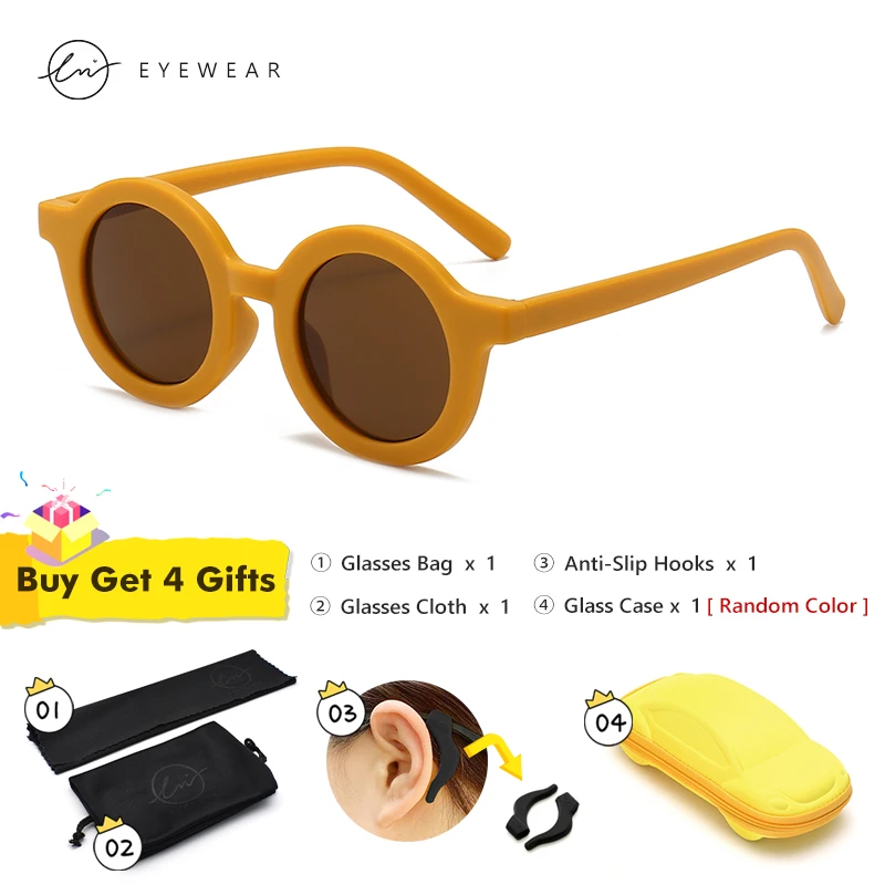 

Детские солнцезащитные очки LM для мальчиков и девочек, милые Мультяшные круглые Винтажные Солнцезащитные очки с леопардовым рисунком для м...