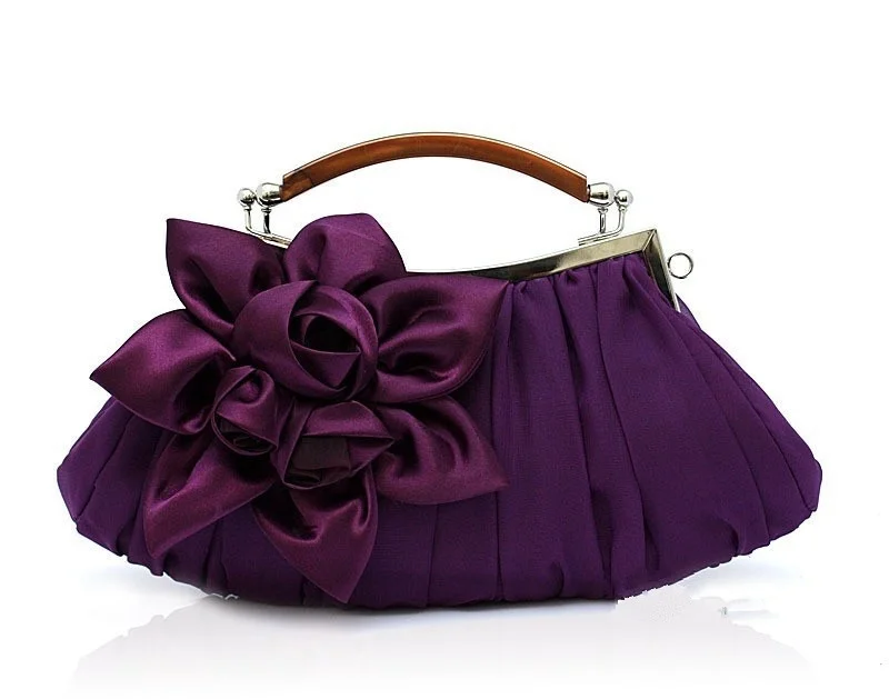 

Purple Ladies' Satin Wedding Evening Bag Clutch handbag Bride Party Purse Makeup Bag Free Shipping 0005-E