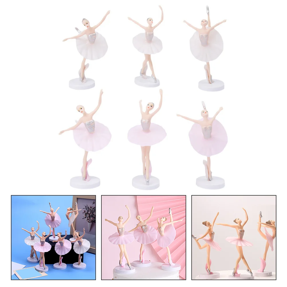 

6 Pcs Toys Birthday Party Decorations Ballet Dancer Baby Miniature Figurine Paper Cup Cake