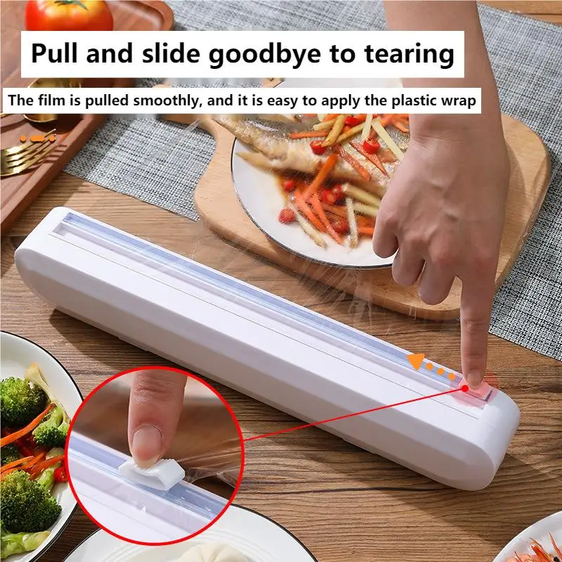 

Fixing Foil Cling Film Wrap Dispenser Food Wrap Dispenser Cutter Plastic Sharp Cutter Storage Holder Kitchen Tool Accessories