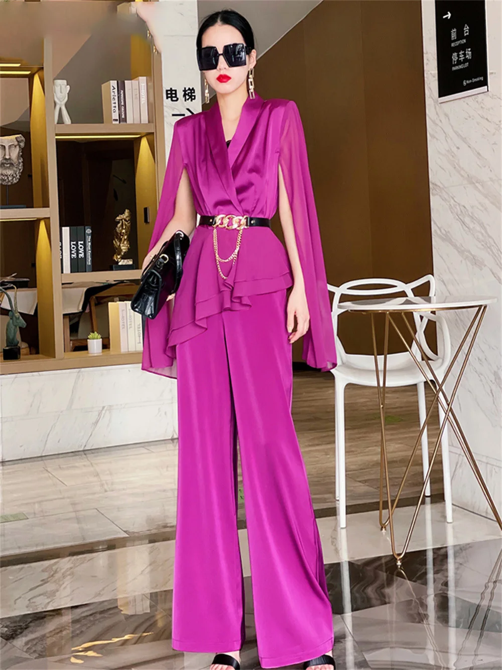 High-Quality Fashion Jacquard Pants Suit 2023 New Spring Women's Light Luxury Socialite Flare Trousers Elegant Two-Piece Set