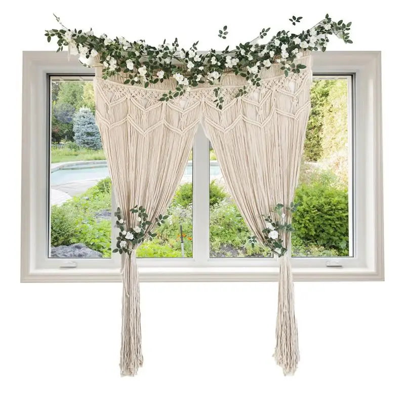 

Macrame Curtain Wall Hanging Handwoven Macrame Curtain Window Panels Handmade Boho Curtains Macrame Curtain Wall Hanging For