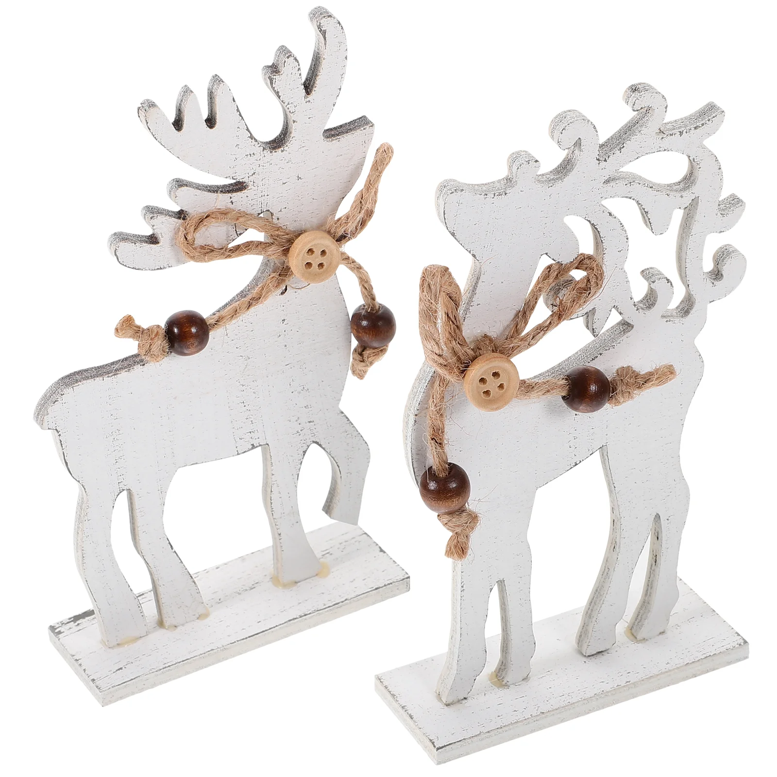 

2 Pcs Household Office Christmas Dining Table Decor Wooden Bedroom Reindeer Decors