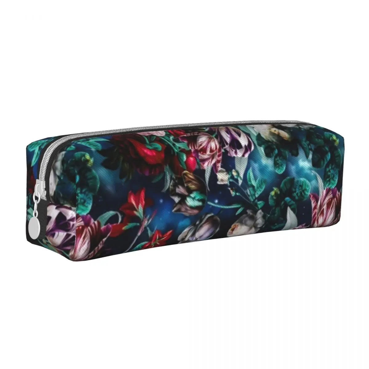 

Vintage Floral Square Pencil Case Night Forest Graphic Cute Leather Pencil Box University For Teens Zipper Pen Bag