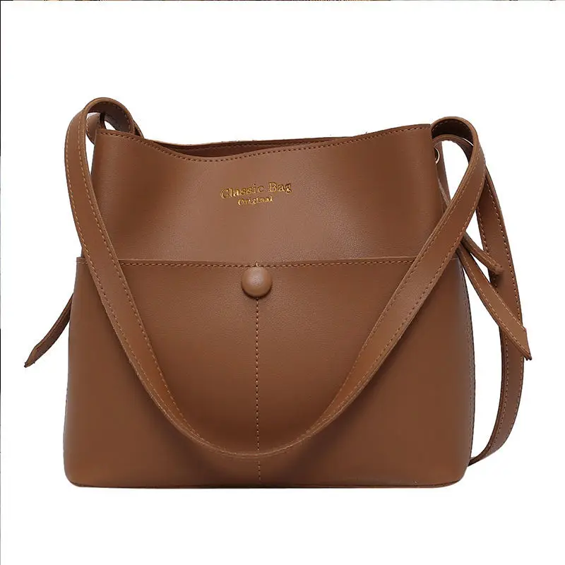 

New Fashion Women Bucket Bag Good Quality Single Shoulder PU Leather Bags Female Solid Ccolor Crossbody Messenger Bags Hot Sale