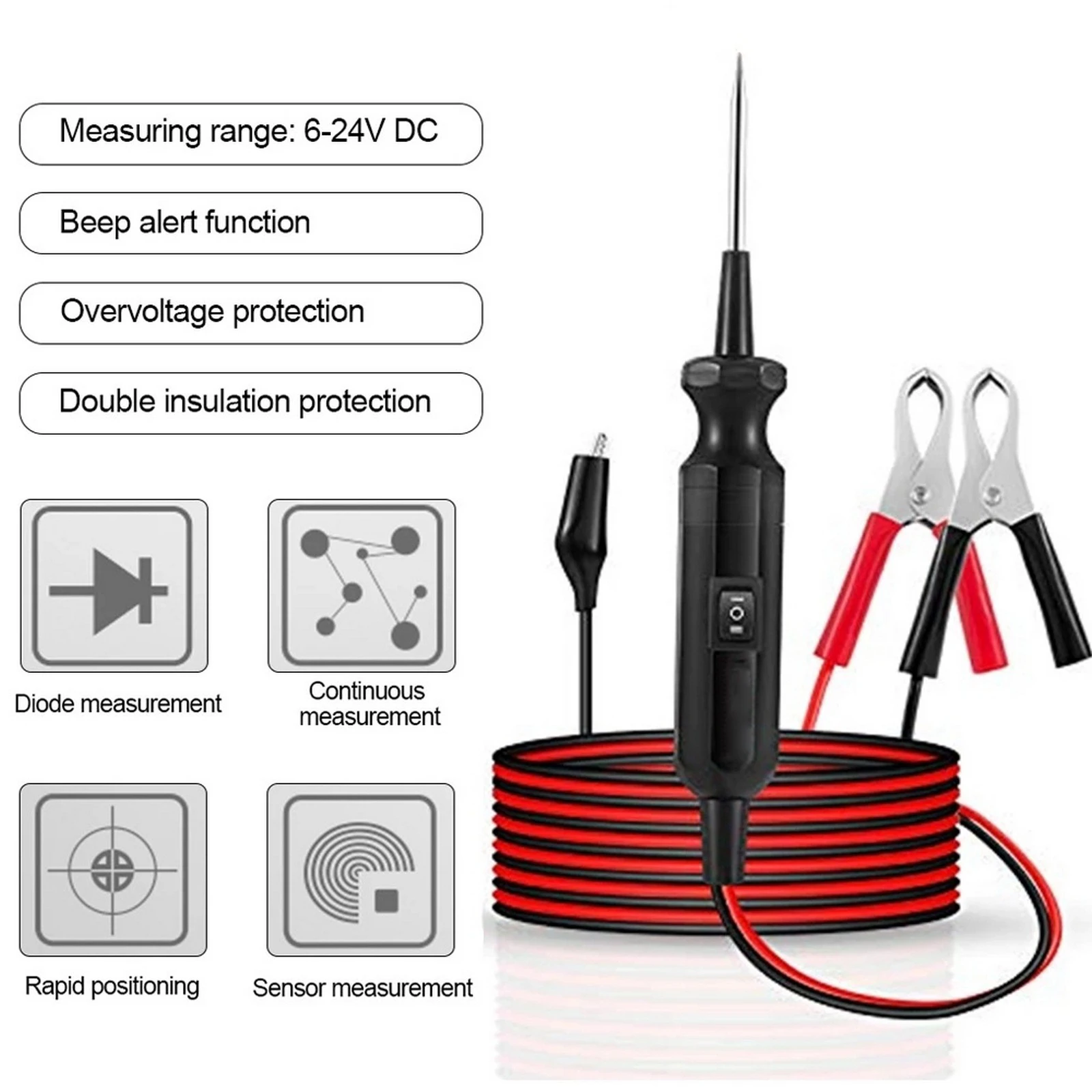 

2022 New DC 6V 12V 24V Probe Light System Test Probe Lamp Auto Car Light Circuit Tester Lamp Voltage Test Pen Detector Copper