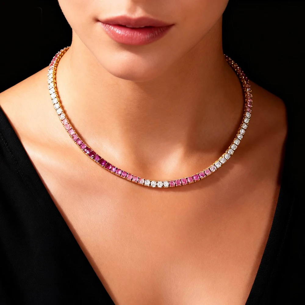 Фото Iced Out 3 мм теннисная цепочка, ожерелье, браслет, смешанный цвет, блестящий кубический цирконий для женщин и мужчин, модный комплект ювелирных изделий, чокер 2025 №4