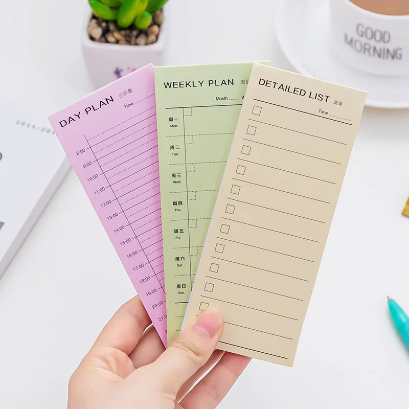 

Korean Simple Daily Weekly List Study Office Supplies Message Memo Pads Schedule Label Paper Notebook Tearable Sticky Notes Tabs