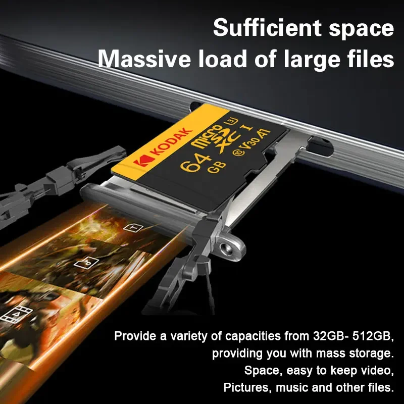 10 шт. Kodak оригинальная TF Micro SD карта 128 Гб памяти Microsd C10 U3 флэш-карта 64 ГБ с