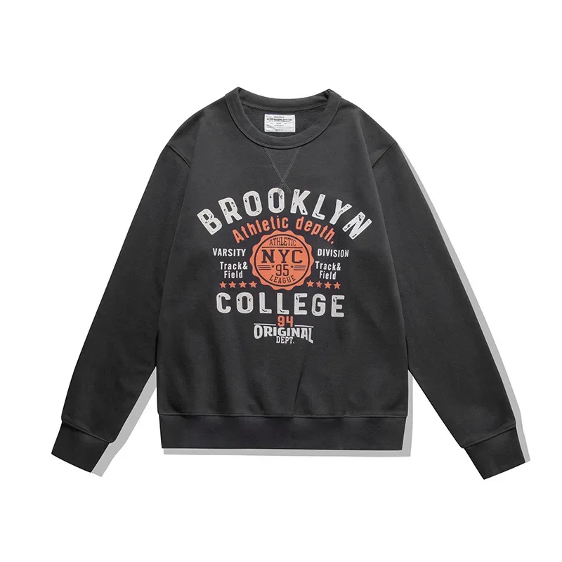 OKONKWO Ретро мотоциклетная мужская толстовка_Ami цвета хаки махровый пуловер с