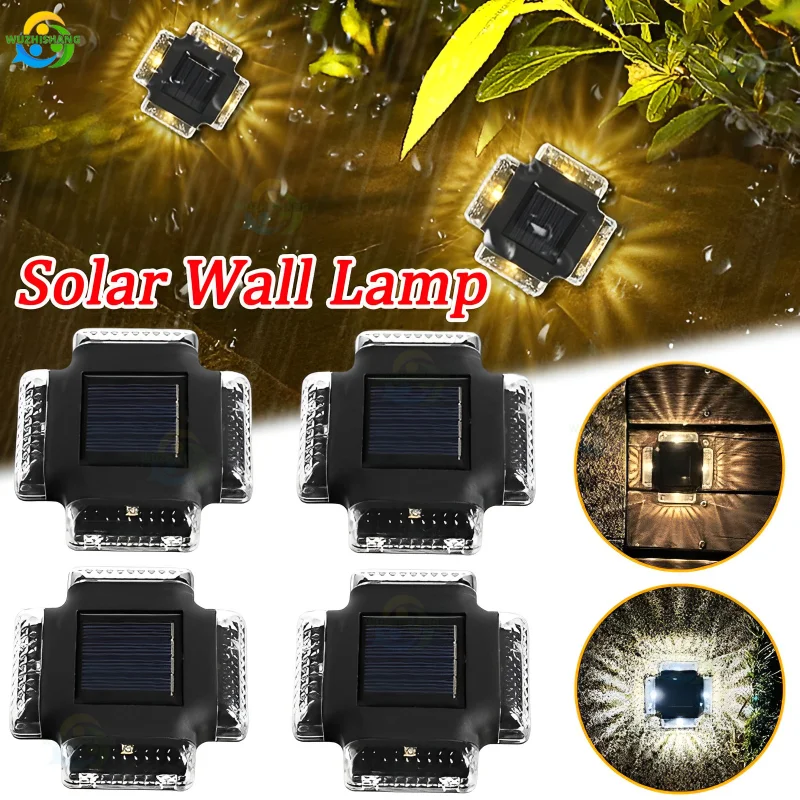 

Solar Wall Lamp Four Sides Spotlight LED Sunlight Light Outdoor Waterproof Courtyard Garden Walkway Stairs Fence Decoration