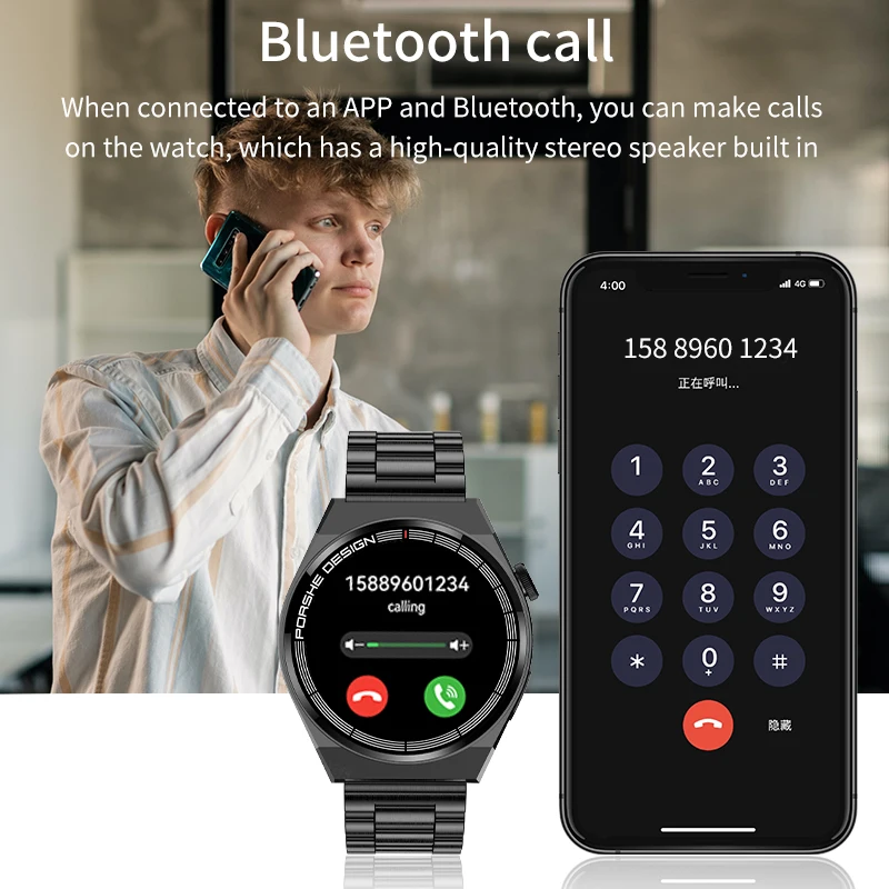 Смарт-часы LIGE мужские водонепроницаемые с сенсорным экраном и поддержкой Bluetooth -